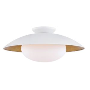  Cadence Ceiling Light in White and Gold Leaf