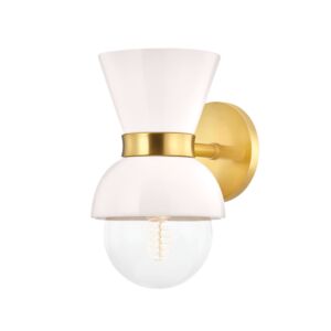 Gillian 1-Light Wall Sconce in Aged Brass with Ceramic Gloss Cream