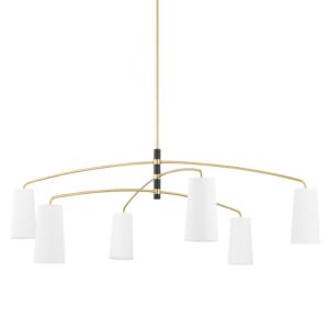 Evelyn 6-Light Chandelier in Aged Brass with Soft Black