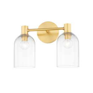 Paisley 2-Light Bathroom Vanity Light Sconce in Aged Brass