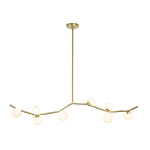 Hampton 8-Light Chandelier in Brushed Brass With White Glass