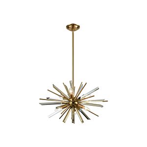Palisades Ave. 6-Light Chandelier in Antique Brass With Champagne Glass