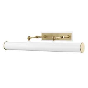 Mitzi Holly 3 Light 24 Inch Picture Light in Aged Brass and White