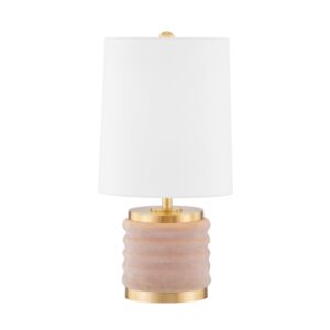 Bethany 1-Light Table Lamp in Aged Brass with Blush