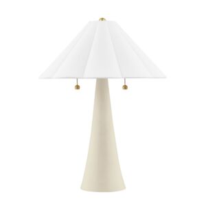 Alana 2-Light Table Lamp in Aged Brass with Ceramic Antique Ivory