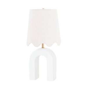 Roshani 1-Light Table Lamp in Aged Brass with Ceramic Raw Matte White