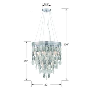 Crystorama Hudson 9 Light 27 Inch Chandelier in Polished Chrome with Frosted, Silver & Clear Glass Beads Crystals