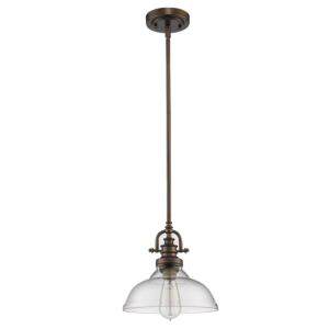 Virginia 1-Light Oil-Rubbed Bronze Pendant With Clear Glass Shade