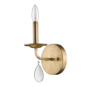 Krista 1-Light Antique Gold Sconce With Crystal Accent
