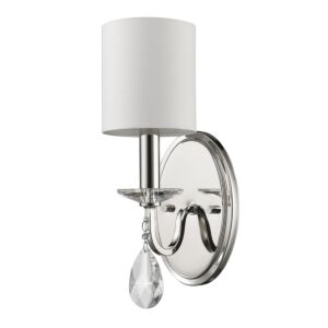 Lily 3-Light Polished Nickel Sconce With Fabric Shade And Crystal Accent