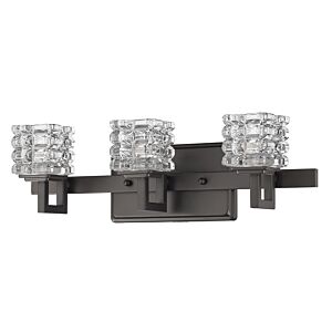 Coralie 3-Light Oil-Rubbed Bronze Sconce With Pressed Crystal Shades