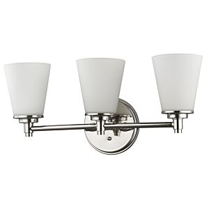 Conti 3-Light Polished Nickel Sconce With Etched Glass Shades