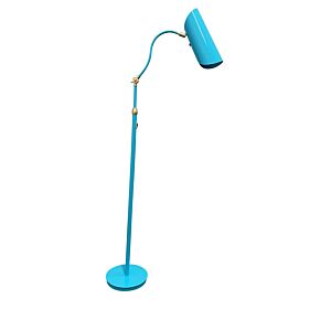 Logan 1-Light LED Floor Lamp in Azure with Satin Brass