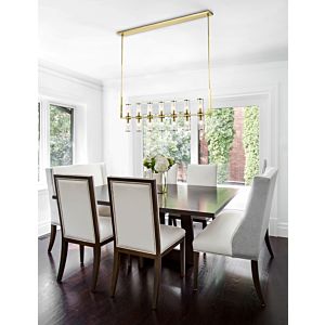 Alora Revolve 14 Light Linear Pendant tural Brass And Clear Glass