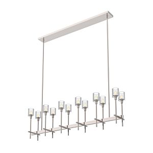 Alora Salita 12 Light Linear Pendant in Polished Nickel And Ribbed Crystal