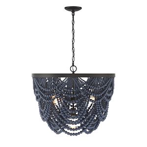 Meridian 5 Light Chandelier in Navy Blue with Oil Rubbed Bronze