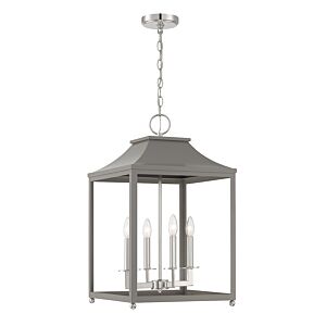 4-Light Pendant in Gray with Polished Nickel