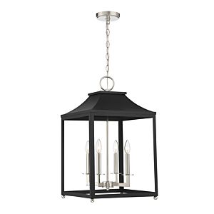 Meridian 4 Light Pendant in Matte Black with Polished Nickel