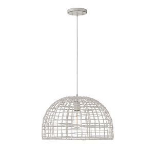 1-Light Pendant in White Rattan with A White Socket 
