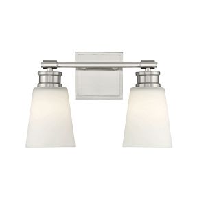 Meridian 2 Light Bathroom Vanity Light in Brushed Nickel
