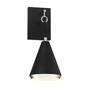 Meridian 1 Light Wall Sconce in Matte Black with Polished Nickel