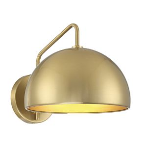 Meridian 1 Light Wall Sconce in Natural Brass