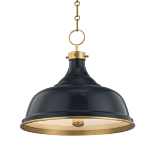Hudson Valley Painted No.1 by Mark D. Sikes 18 Inch Pendant in Aged Brass and Darkest Blue