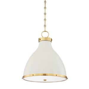 Painted No. 3 2-Light Pendant in Aged Brass with Off White