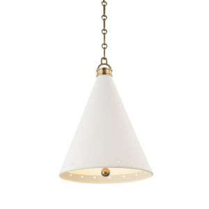 Hudson Valley Plaster No.1 19 Inch Pendant Light in Aged Brass and White Plaster by Mark D. Sikes