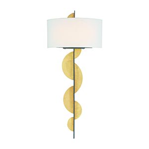 Metropolitan Navia 2 Light Wall Sconce in Sand Coal and Ardent Gold Leaf