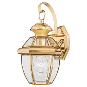 Newbury 1-Light Outdoor Wall Lantern in Polished Brass