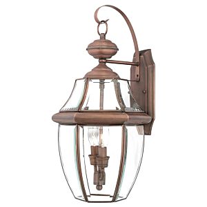 Quoizel Newbury 2 Light 11 Inch Outdoor Wall Lantern in Aged Copper