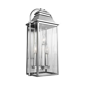 Feiss Wellsworth 18.25 Inch 3 Light Outdoor Wall Lantern in Brushed Steel