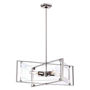 George Kovacs Crystal Clear 4 Light 20 Inch Pendant Light in Polished Nickel
