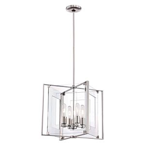 George Kovacs Crystal Clear 4 Light 15 Inch Pendant Light in Polished Nickel