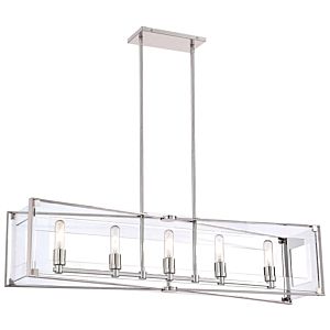 George Kovacs Crystal Clear 10 Inch Linear Pendant Light in Polished Nickel