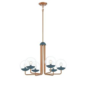 George Kovacs Outer Limits 6 Light Chandelier in Painted Bronze with Natural Brush