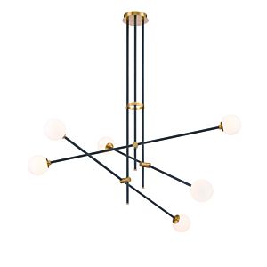 George Kovacs Cosmet 6 Light Pendant Light in Coal and Aged Brass