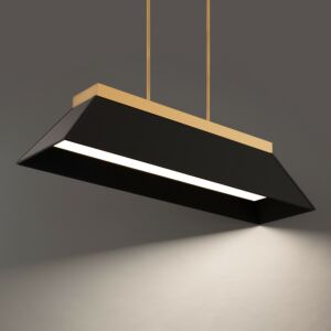 Bentley 1-Light LED Linear Pendant in Black with Aged Brass