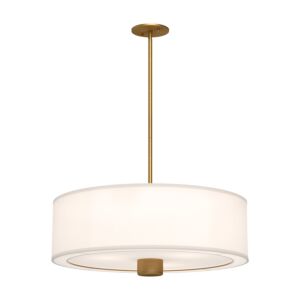 Theo 3-Light Pendant in Aged Gold with White Linen