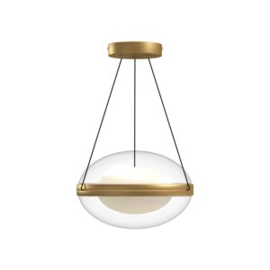 Virgo LED Pendant in Brushed Gold with Opal Glass
