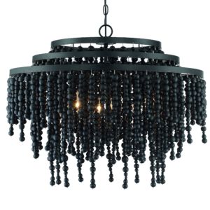  Poppy Chandelier with Black Wood Beads Crystals