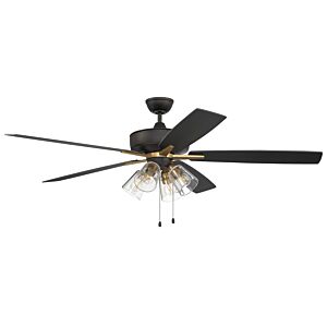 Craftmade Super Pro fan 4-Light Ceiling Fan with Blades Included in Flat Black with Satin Brass