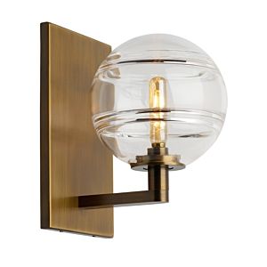 Visual Comfort Modern Sedona 2700K LED 9" Wall Sconce in Aged Brass and Clear
