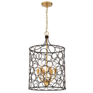 Stemmons 6-Light Lantern in Bronze with Antique Gold