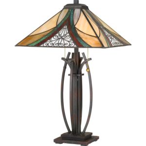 Quoizel Orleans 25 Inch Tiffany Table Lamp in Valiant Bronze