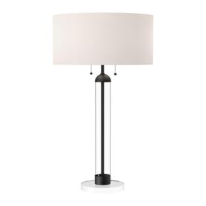 Sasha 2-Light Table Lamp in Matte Black with White Linin