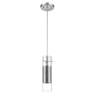 Scope 1-Light Brushed Nickel Pendant Double Glass and Mesh Shade