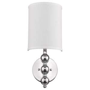 St. Clare 1-Light Polished Chrome Wall Sconce With White Linen 1/2 Round Shade