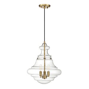 Trade Winds Clara Vintage Glass Pendant Light in Natural Brass